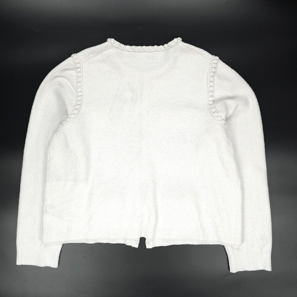 J CREW Odette sweater lady jacket cotton-blend bouclé White Old Money Preppy XXL - Picture 7 of 9
